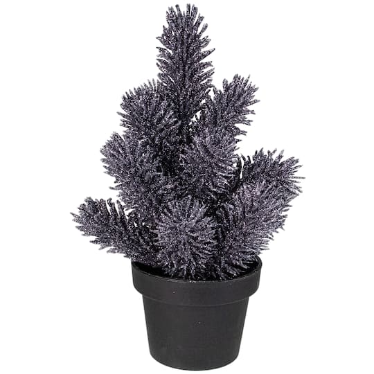 8.5" Unlit Metallic Glitter Mini Pine Artificial Potted Christmas Tree By Northlight in Gray | Michaels®